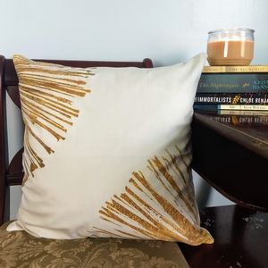 Soft Gold Stripe Printed Throw Pillow w/ Insert